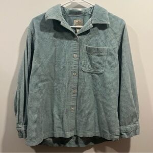 L.L. Bean BABY BLUE Wide Wale Boxy Corduroy Top Chest Pocket Women's XS-Pet